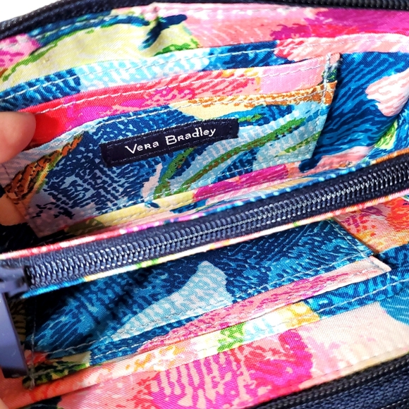 2/$20 Vera Bradley Navy and Red Embroidered Floral Wallet Crossbody Bag - Picture 10 of 12